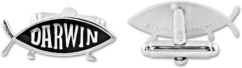 Darwin Fish Cufflinks - [Silver][1" Wide]